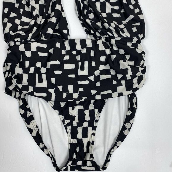 Banana Republic Womens Sz Large Halter Twisted Knot Black One-Piece Swimsuit - Picture 3 of 8